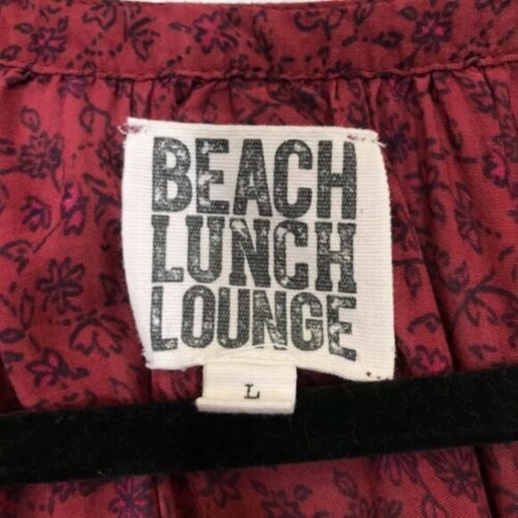 Beach Lunch Lounge Women's Maroon & Navy Floral Boho Peasant Top Size Large - Picture 6 of 6